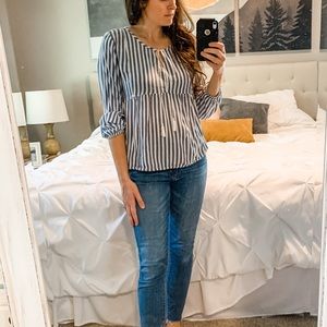 Old Navy Long Sleeve Swing Blue Stripe top